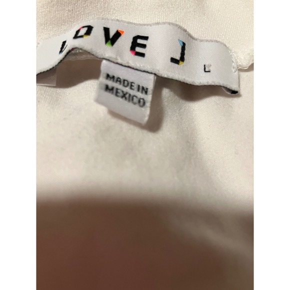 Love J Queendom Graphic Print Mesh Sleeve Top - Womens Large White - Picture 4 of 9